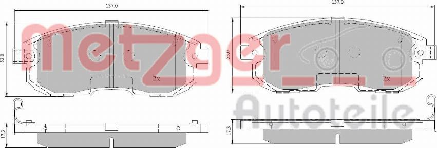 Metzger 1170851 - Kit de plaquettes de frein, frein à disque cwaw.fr