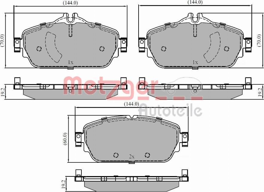 Metzger 1170853 - Kit de plaquettes de frein, frein à disque cwaw.fr