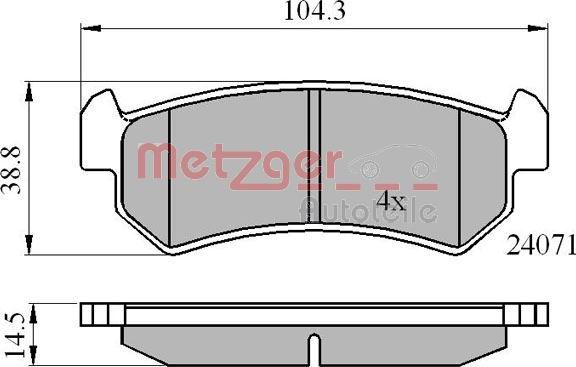 Metzger 1170869 - Kit de plaquettes de frein, frein à disque cwaw.fr