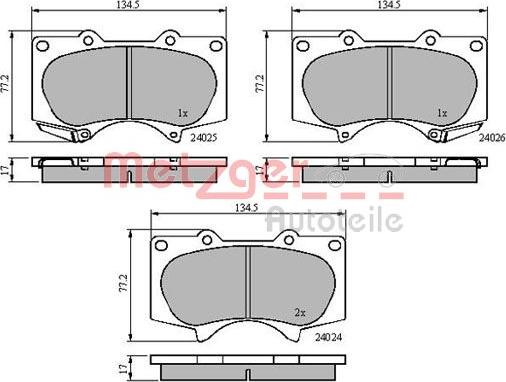 Metzger 1170860 - Kit de plaquettes de frein, frein à disque cwaw.fr