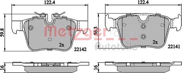 Metzger 1170862 - Kit de plaquettes de frein, frein à disque cwaw.fr