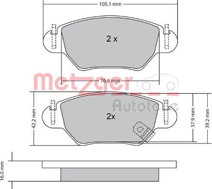 Metzger 1170809 - Kit de plaquettes de frein, frein à disque cwaw.fr