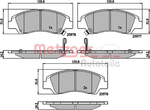 Metzger 1170805 - Kit de plaquettes de frein, frein à disque cwaw.fr