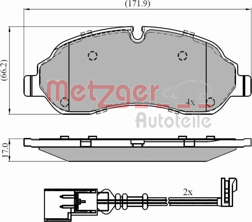 Metzger 1170814 - Kit de plaquettes de frein, frein à disque cwaw.fr