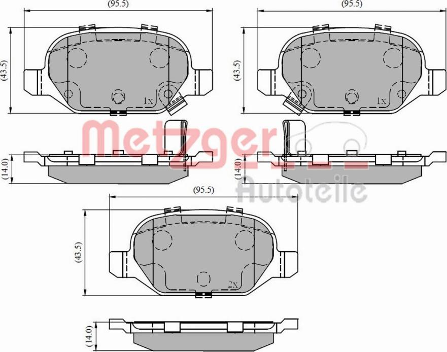 Metzger 1170818 - Kit de plaquettes de frein, frein à disque cwaw.fr