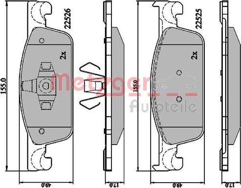 Metzger 1170889 - Kit de plaquettes de frein, frein à disque cwaw.fr