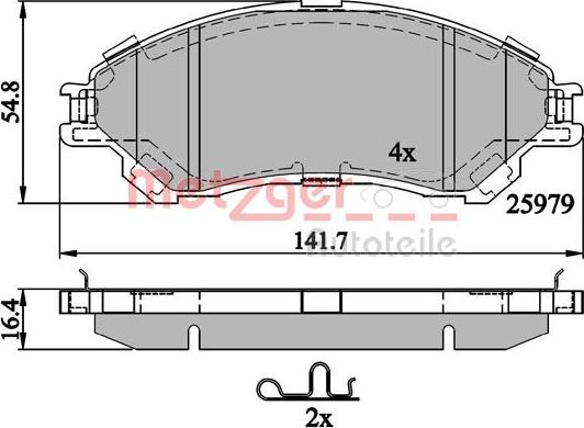 Metzger 1170882 - Kit de plaquettes de frein, frein à disque cwaw.fr