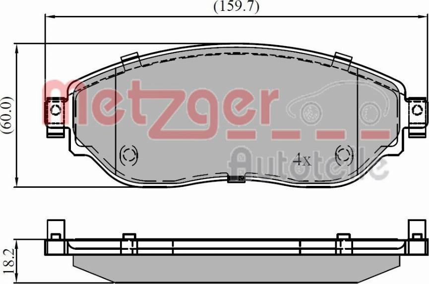 Metzger 1170834 - Kit de plaquettes de frein, frein à disque cwaw.fr