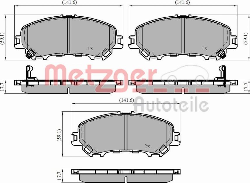 Metzger 1170835 - Kit de plaquettes de frein, frein à disque cwaw.fr