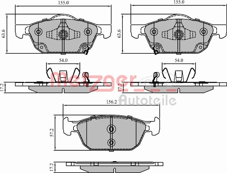 Metzger 1170832 - Kit de plaquettes de frein, frein à disque cwaw.fr