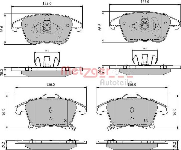 Metzger 1170837 - Kit de plaquettes de frein, frein à disque cwaw.fr