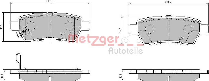 Metzger 1170825 - Kit de plaquettes de frein, frein à disque cwaw.fr