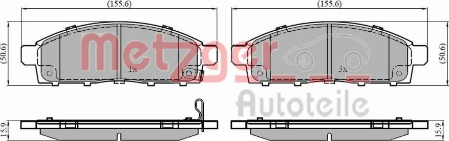 Metzger 1170820 - Kit de plaquettes de frein, frein à disque cwaw.fr