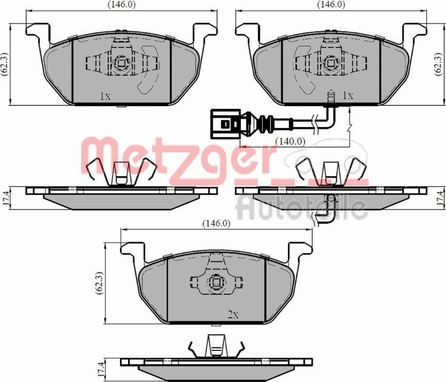 Metzger 1170828 - Kit de plaquettes de frein, frein à disque cwaw.fr