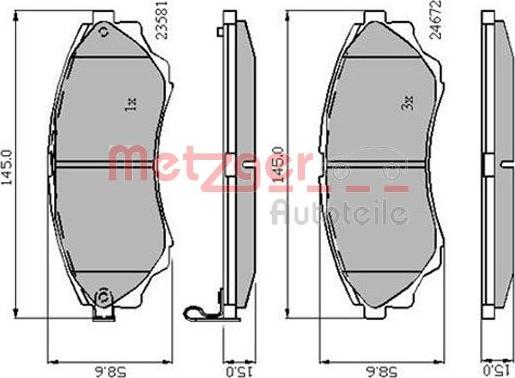 Metzger 1170876 - Kit de plaquettes de frein, frein à disque cwaw.fr