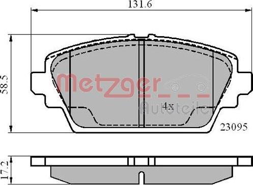 Metzger 1170870 - Kit de plaquettes de frein, frein à disque cwaw.fr