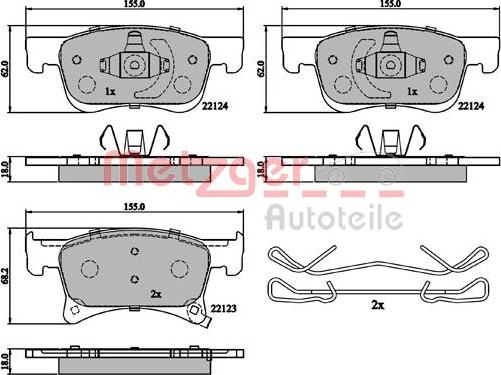 Metzger 1170878 - Kit de plaquettes de frein, frein à disque cwaw.fr