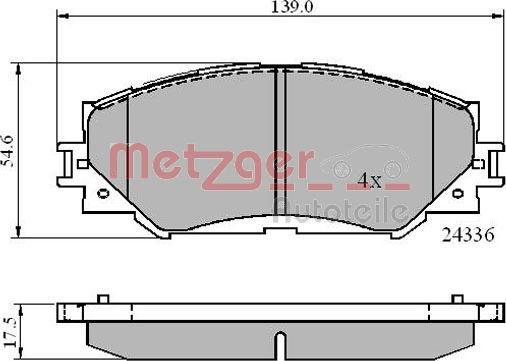 Metzger 1170873 - Kit de plaquettes de frein, frein à disque cwaw.fr