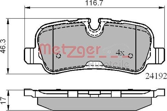 Metzger 1170877 - Kit de plaquettes de frein, frein à disque cwaw.fr