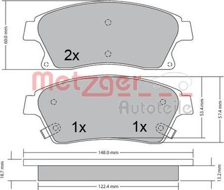 Metzger 1170393 - Kit de plaquettes de frein, frein à disque cwaw.fr