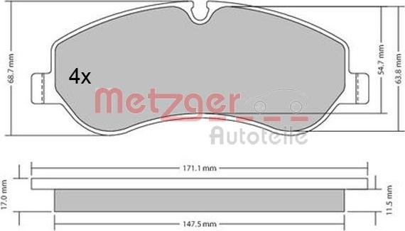 Metzger 1170349 - Kit de plaquettes de frein, frein à disque cwaw.fr