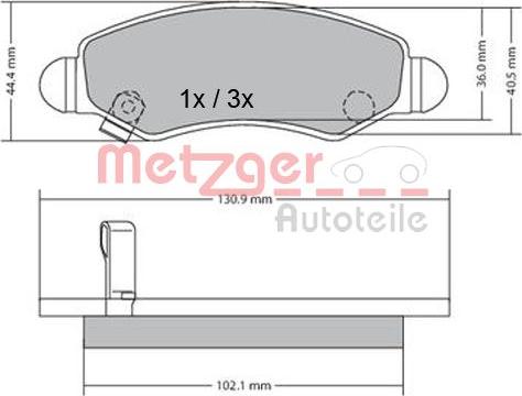 Metzger 1170340 - Kit de plaquettes de frein, frein à disque cwaw.fr