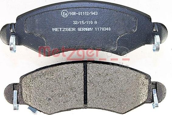 Metzger 1170340 - Kit de plaquettes de frein, frein à disque cwaw.fr