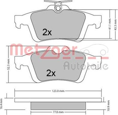 Metzger 1170343 - Kit de plaquettes de frein, frein à disque cwaw.fr