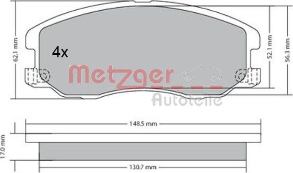 Metzger 1170358 - Kit de plaquettes de frein, frein à disque cwaw.fr