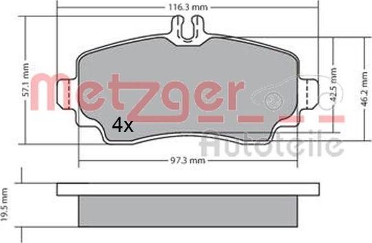 Metzger 1170353 - Kit de plaquettes de frein, frein à disque cwaw.fr