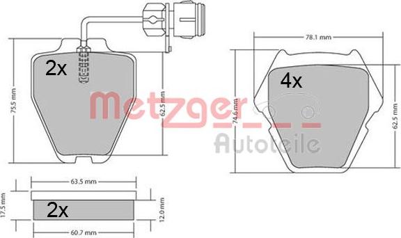 Metzger 1170364 - Kit de plaquettes de frein, frein à disque cwaw.fr