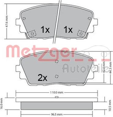 Metzger 1170361 - Kit de plaquettes de frein, frein à disque cwaw.fr