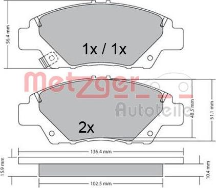 Metzger 1170367 - Kit de plaquettes de frein, frein à disque cwaw.fr