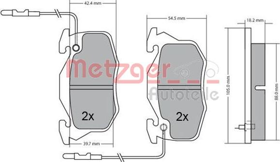 Metzger 1170309 - Kit de plaquettes de frein, frein à disque cwaw.fr