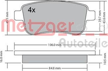 Metzger 1170300 - Kit de plaquettes de frein, frein à disque cwaw.fr