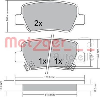 Metzger 1170307 - Kit de plaquettes de frein, frein à disque cwaw.fr