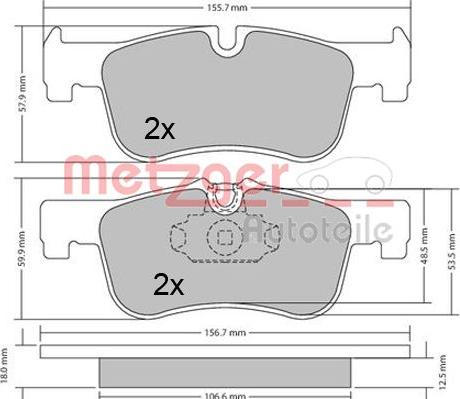 Metzger 1170314 - Kit de plaquettes de frein, frein à disque cwaw.fr