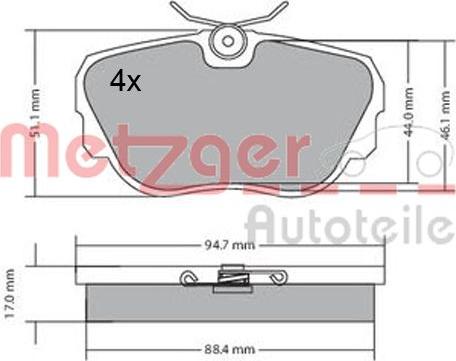 Metzger 1170316 - Kit de plaquettes de frein, frein à disque cwaw.fr