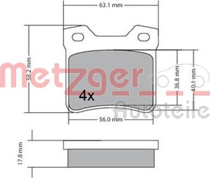 Metzger 1170310 - Kit de plaquettes de frein, frein à disque cwaw.fr