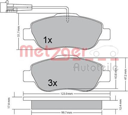 Metzger 1170382 - Kit de plaquettes de frein, frein à disque cwaw.fr