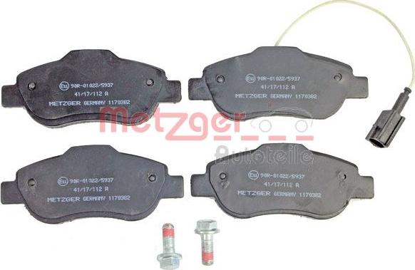 Metzger 1170382 - Kit de plaquettes de frein, frein à disque cwaw.fr