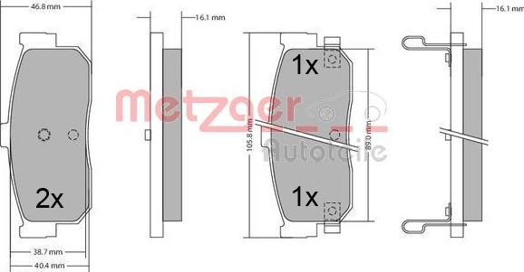 Metzger 1170387 - Kit de plaquettes de frein, frein à disque cwaw.fr