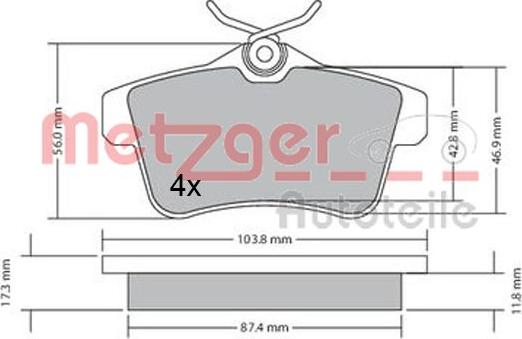 Metzger 1170335 - Kit de plaquettes de frein, frein à disque cwaw.fr