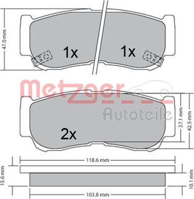 Metzger 1170325 - Kit de plaquettes de frein, frein à disque cwaw.fr