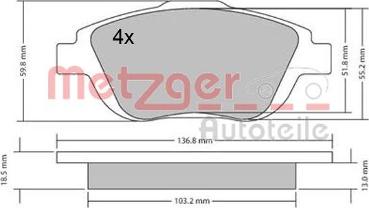 Metzger 1170326 - Kit de plaquettes de frein, frein à disque cwaw.fr