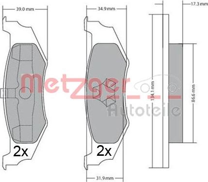 Metzger 1170320 - Kit de plaquettes de frein, frein à disque cwaw.fr