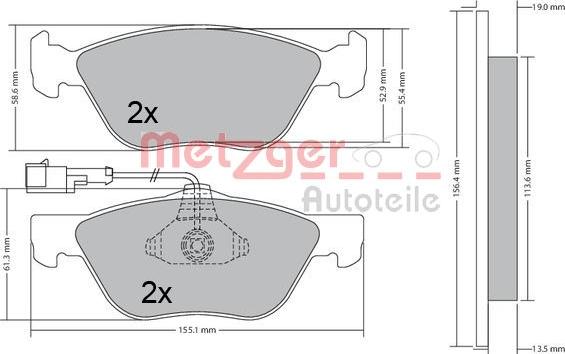 Metzger 1170321 - Kit de plaquettes de frein, frein à disque cwaw.fr