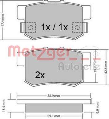 Metzger 1170328 - Kit de plaquettes de frein, frein à disque cwaw.fr