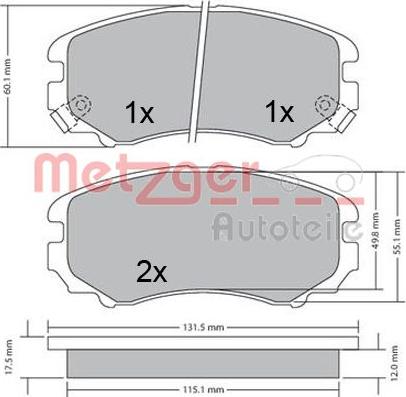 Metzger 1170379 - Kit de plaquettes de frein, frein à disque cwaw.fr