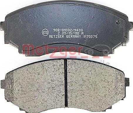 Metzger 1170375 - Kit de plaquettes de frein, frein à disque cwaw.fr